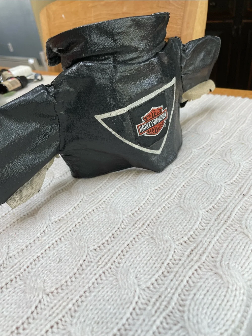 Harley-Davidson Black Leather-look Mini Jacket w/Patch for doll/stuffed animal